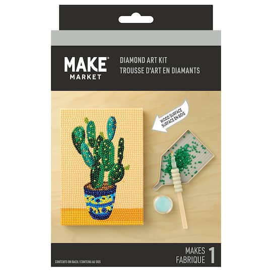 5" x 7" Potted Cactus Wood Plank Diamond Art Kit by Make Market®